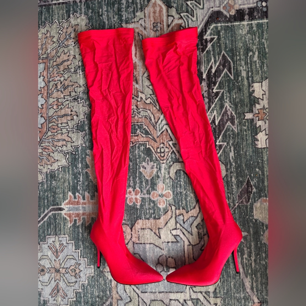 Xena Tall in Love Thigh High Stretch Biker Boot 7.5